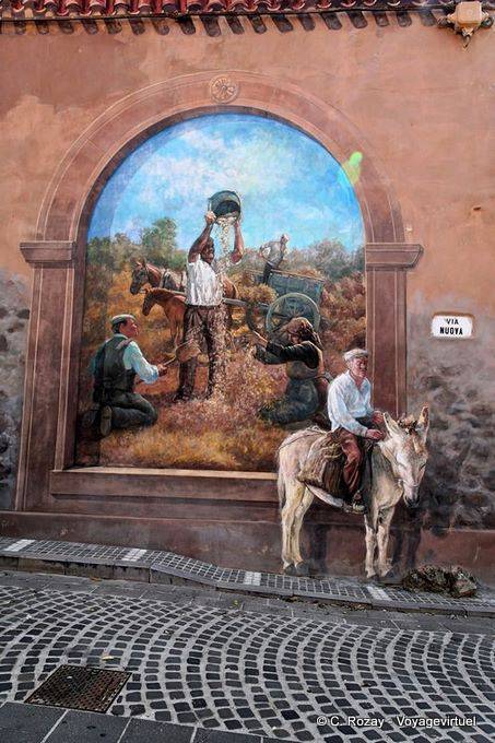 Tinnura, la séparation du grain et de l'ivraie, Via Nuova, murales - Sardaigne