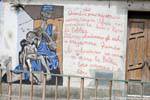 Orgosolo, famine en Afrique, bible et missionnaire, murales, Sardaigne.