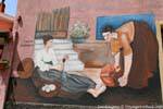 Orgosolo, la fileuse et la porteuse d'eau, Corso Repubblica, murales, Sardaigne.
