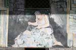 Orgosolo, le pêcheur et son filet, murales, Sardaigne.