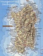 Carte avec relief, Sardaigne.