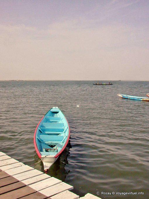 Pirogue bleue amarrée sur le Saloum - Sénégal