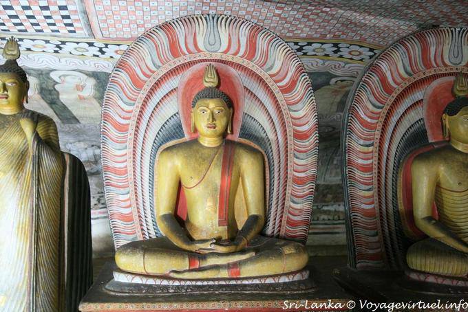 Bouddha assis, image de la grotte Maharajalena, Temple du Rocher d'Or, Dambulla - Ceylan Sri Lanka