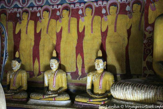 Peinture murale du Pacchima Viharaya, grotte du Temple d'Or, Dambulla - Ceylan Sri Lanka