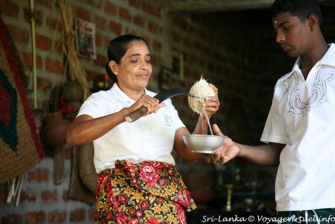 Coupe de la noix pour boire le lait de coco, Nalanda - Ceylan Sri Lanka