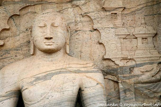 Méditation du bouddha assis (influence Mahayana), Kalu Gal Vihara, Polonnaruwa - Ceylan Sri Lanka