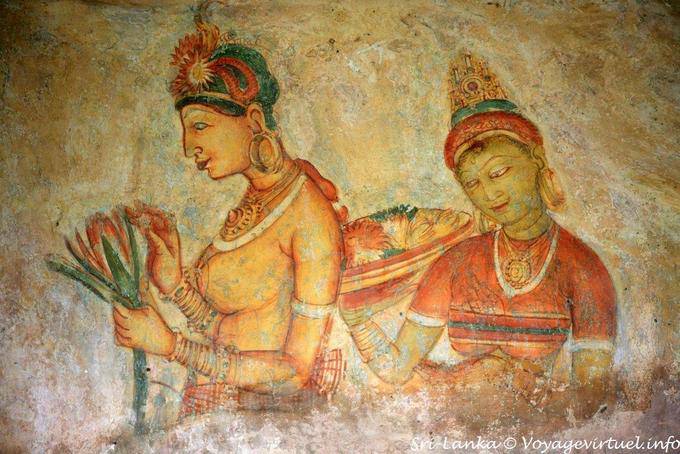 Fresque des demoiselles de Sigirîya (période Anuradhapura) - Ceylan Sri Lanka