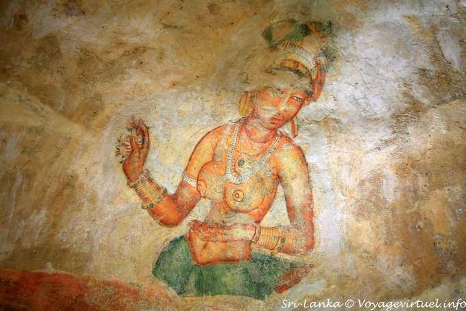 Peut-être peinture de Tara, déesse vénérée par les bouddhistes Mahayana, Sigirîya - Ceylan Sri Lanka