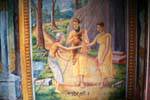 Fragment de fresque, représentation de la vie de Gautama, Gadaladeniya Temple, Diggala, Ceylan Sri Lanka.