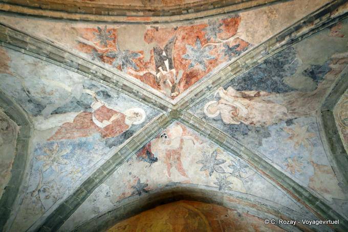 Peintures sur la voûte de la chapelle, Château de Chillon, Montreux - Suisse