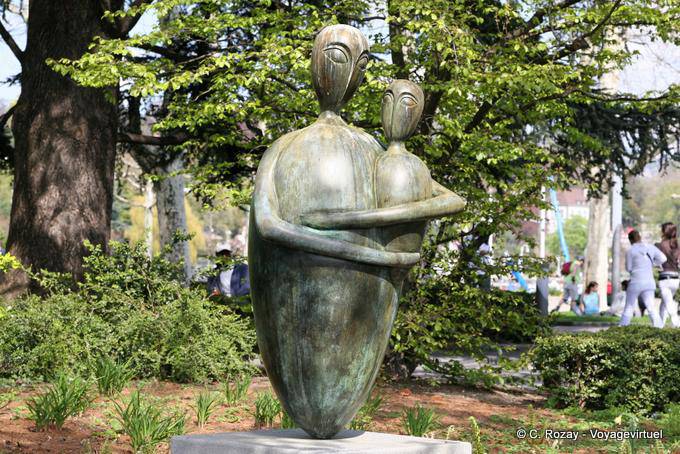 Bronze mère et enfant Ouchy - Suisse