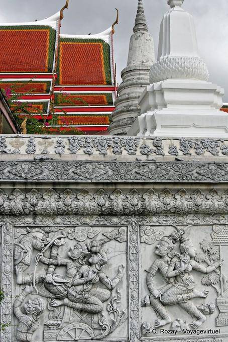 Fresque sur mur, Wat Phanan Choeng, Ayutthaya - Thaïlande
