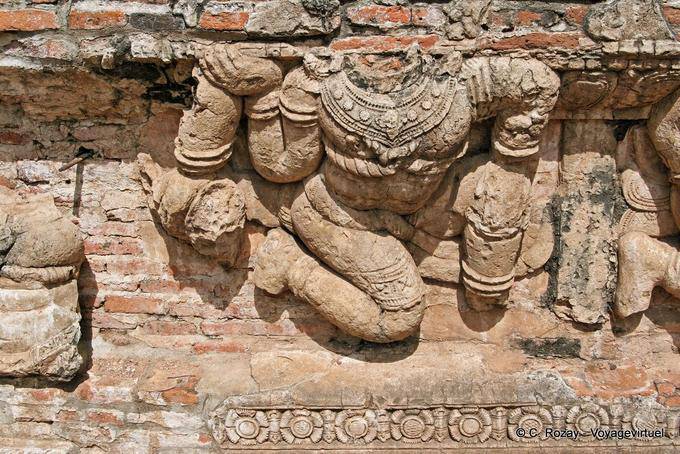 Reste de frise, Wat Raj Burana, Ayutthaya - Thaïlande