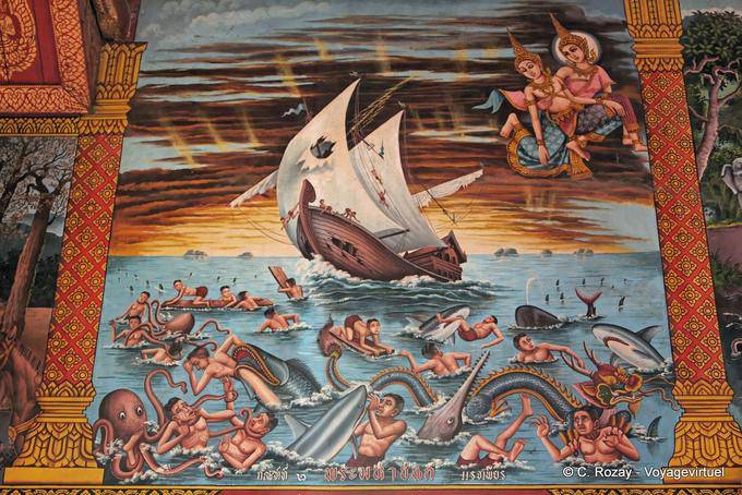 Scène de naufrage, Wat Phra Sing, Chiang Mai - Thaïlande