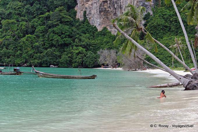 Baignade sous les cocotiers, Koh Phi Phi - Thaïlande