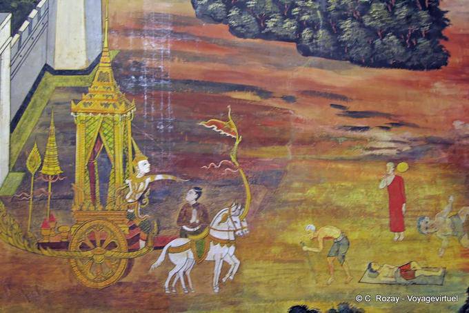 Peintures dans le Wat Yai, Wat Phra Sri Rattana Mahathat, Phitsanulok - Thaïlande