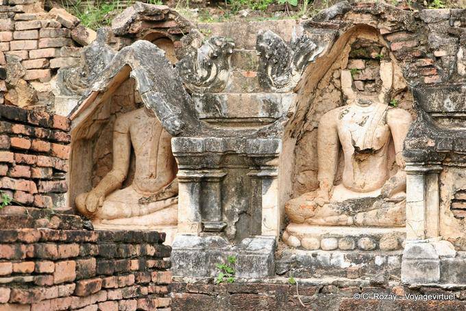 Bouddhas en niches, Sukhothai, Wat Mahathat - Thaïlande