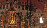 Intérieur du Temple et vue sur le Bouddha d'émeraude, Wat Phra Kaeo, Bangkok, Thaïlande.