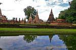 Chedis en cloche, Sukhothai, Wat Mahathat, Thaïlande.