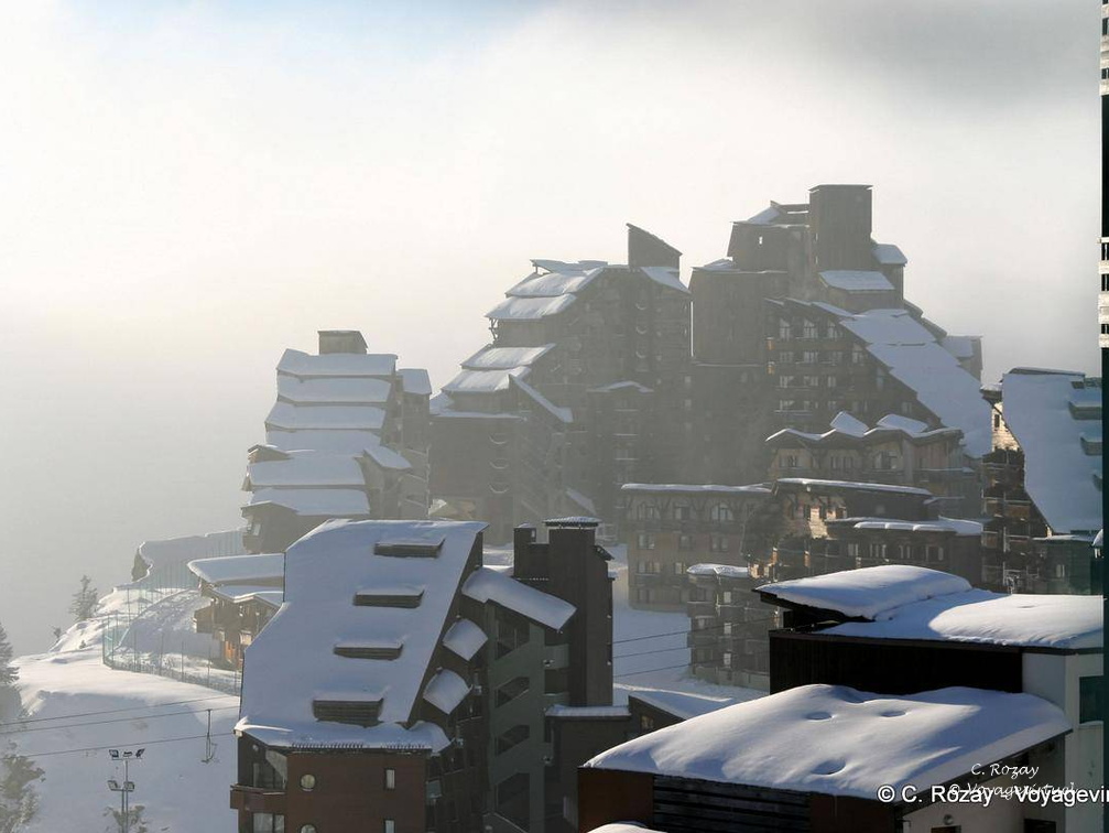 Vue sur la ville en hiver, Avoriaz