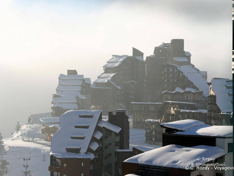 Vue sur la ville en hiver, Avoriaz