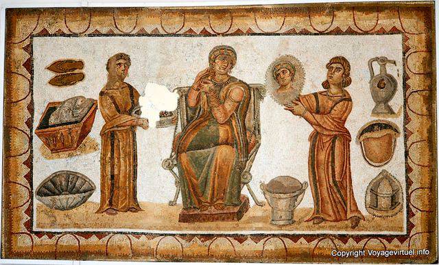 Musée national de Carthage, mosaïque représentant la toilette de la matrone - Tunisie
