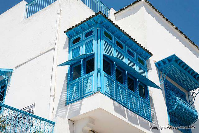 Sidi Bou Said, moucharabieh traditionnel - Tunisie