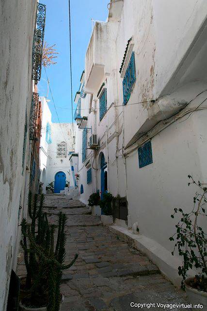 Sidi Bou Said, Ruelle pavée Montante - Tunisie