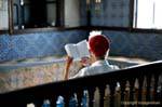 Rabbin en lecture, synagogue Ghriba, Djerba, Tunisie.