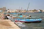 Alignement de floukas dans le vieux port, El Attaya, Kerkennah, Tunisie.