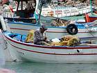 Ravaudage de filet, port d'Alanya, Turquie.